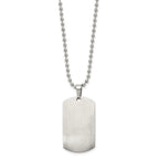 Chisel Stainless Steel Brushed and Polished Rounded Edge 4mm Dog Tag on a 24 inch Ball Chain Necklace