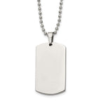 Chisel Stainless Steel Brushed and Polished Rounded Edge 4mm Dog Tag on a 24 inch Ball Chain Necklace