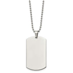 Chisel Stainless Steel Brushed and Polished Rounded Edge 2mm Dog Tag on a 24 inch Ball Chain Necklace