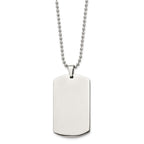 Chain Stainless Steel Brushed and Polished Rounded Edge 4mm Dog Tag on a 24in Ball Chain Necklace