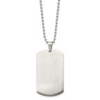 Chain Stainless Steel Brushed and Polished Rounded Edge 4mm Dog Tag on a 24in Ball Chain Necklace