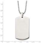 Chain Stainless Steel Brushed and Polished Rounded Edge 4mm Dog Tag on a 24in Ball Chain Necklace