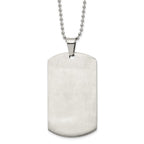 Chisel Stainless Steel Brushed and Polished Round Edge Extra Large 4mm Dog Tag on a 24 inch Ball Chain Necklace