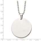 Chisel Stainless Steel Brushed and Polished Reversible Round 2mm Dog Tag on a 24 inch Ball Chain Necklace