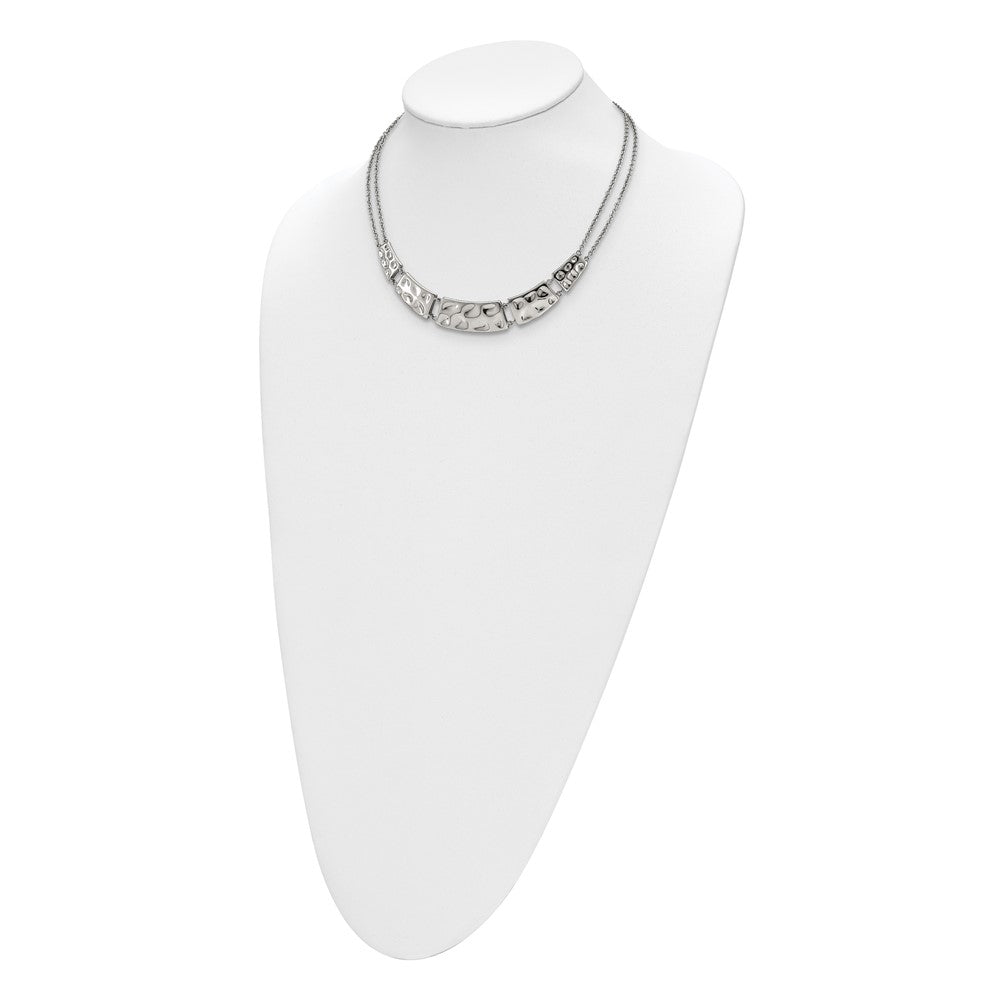 Stainless Steel Polished and Textured 17in Necklace