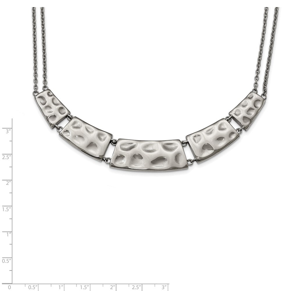 Stainless Steel Polished and Textured 17in Necklace