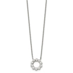 Chisel Stainless Steel Polished with CZ Pendant on a 17.25 inch Cable Chain Necklace
