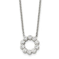 Chisel Stainless Steel Polished with CZ Pendant on a 17.25 inch Cable Chain Necklace