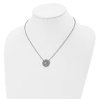 Stainless Steel Polished w/CZ Flower 18in Necklace