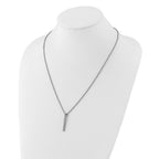 Stainless Steel Polished CZ Bar Necklace
