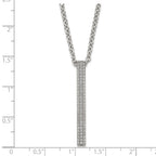 Stainless Steel Polished CZ Bar Necklace