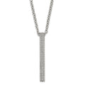 Stainless Steel Polished CZ Bar Necklace