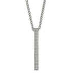 Stainless Steel Polished CZ Bar Necklace