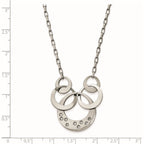 Stainless Steel Polished CZ Circle Necklace