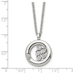 Stainless Steel Polished w/CZ Circle 21.5in Necklace