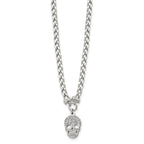 Stainless Steel 18 inch Polished Crystal Skull Necklace
