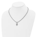 Stainless Steel 18 inch Polished Crystal Skull Necklace