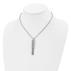 Stainless Steel Polished and Textured Chain Dangle w/2in ext Necklace