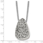Stainless Steel Polished Druzy 17.5in Polyester Cord Necklace