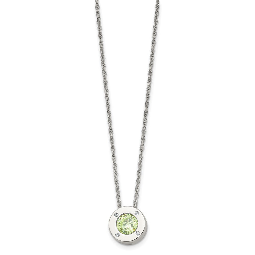Chisel Stainless Steel Polished CZ May Birthstone Circle Pendant on a 20 inch Multi-Link Chain Necklace