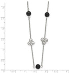 Stainless Steel Polished w/Black Acrylic Bead 33in Necklace