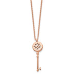 Stainless Steel Polished Rose IP-plated Key 18.25 inch Necklace