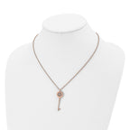 Stainless Steel Polished Rose IP-plated Key 18.25 inch Necklace