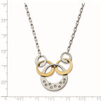 Stainless Steel Polished Yellow IP CZ Circle Necklace