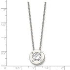 Chisel Stainless Steel Polished CZ April Birthstone Circle Pendant on a 20 inch Multi-Link Chain Necklace