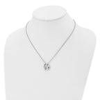 Stainless Steel Polished Wavy Circle w/Crystal 18in Necklace