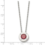 Chisel Stainless Steel Polished CZ January Birthstone Circle Pendant on a 20 inch Multi-Link Chain Necklace