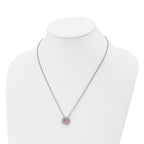 Chisel Stainless Steel Polished CZ October Birthstone Circle Pendant on a 20 inch Multi-Link Chain Necklace