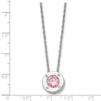 Chisel Stainless Steel Polished CZ October Birthstone Circle Pendant on a 20 inch Multi-Link Chain Necklace