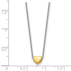 Chisel Stainless Steel Polished Yellow IP-plated Heart on a 16 inch Cable Chain Necklace