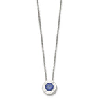 Chisel Stainless Steel Polished CZ September Birthstone Circle Pendant on a 20 inch Multi-Link Chain Necklace