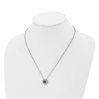 Chisel Stainless Steel Polished CZ September Birthstone Circle Pendant on a 20 inch Multi-Link Chain Necklace