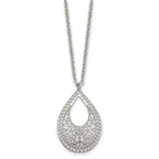 Stainless Steel Polished & Textured Reversible Cut-out Design Necklace