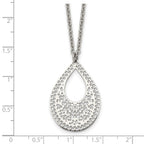 Stainless Steel Polished & Textured Reversible Cut-out Design Necklace