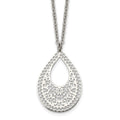 Stainless Steel Polished & Textured Reversible Cut-out Design Necklace