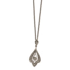 Stainless Steel Polished & Textured Dangle w/2in ext Necklace