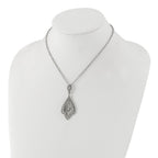 Stainless Steel Polished & Textured Dangle w/2in ext Necklace