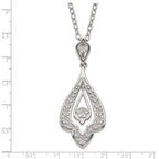 Stainless Steel Polished & Textured Dangle w/2in ext Necklace