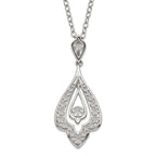 Stainless Steel Polished & Textured Dangle w/2in ext Necklace