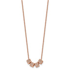 Stainless Steel Polished Rose IP-plated w/CZ 16.5in w/2in ext. Necklace