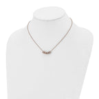 Stainless Steel Polished Rose IP-plated w/CZ 16.5in w/2in ext. Necklace