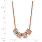 Stainless Steel Polished Rose IP-plated w/CZ 16.5in w/2in ext. Necklace