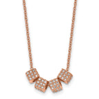 Stainless Steel Polished Rose IP-plated w/CZ 16.5in w/2in ext. Necklace