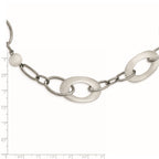 Stainless Steel Polished White Cat's Eye 16in w/2in ext Necklace
