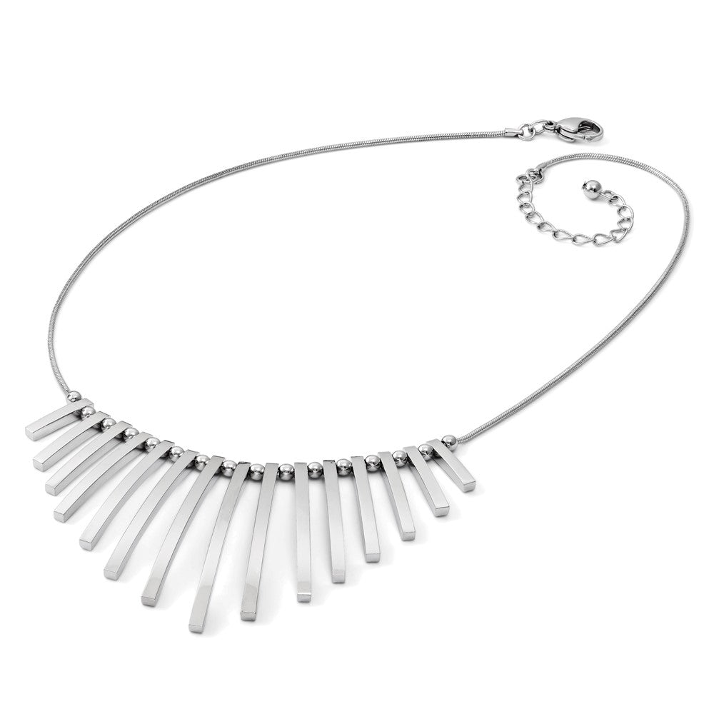 Chisel Stainless Steel Polished Bars and Beads on a 15.75 inch Snake Chain with a 1 inch Extension Necklace