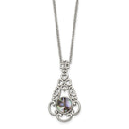 Stainless Steel Polished Imitation Abalone 16in w/2in ext Necklace